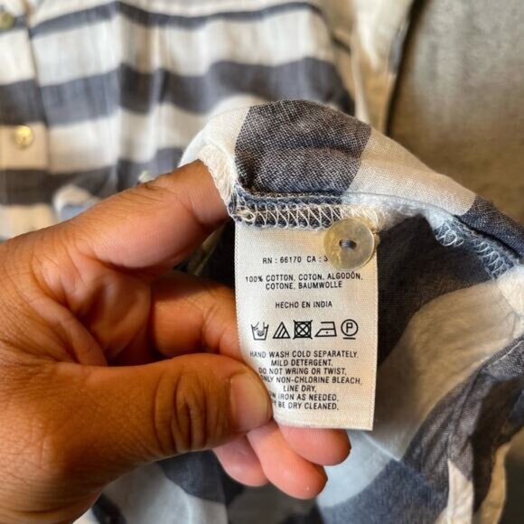 Hei Hei Anthropologie Perpignan Sz Small 100% Cotton Striped Button Front Blouse - Picture 5 of 6